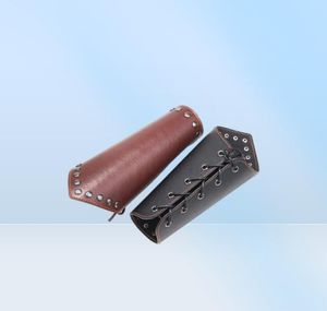 1 pieza de accesorios de Cosplay, brazalete ancho de piel sintética con cordones para el brazo, brazalete con armadura, guantelete Medieval Steampunk, pulsera negra 8700787