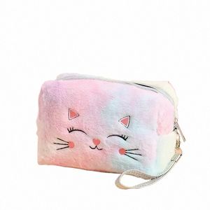 1 PC Fur Cat Cat Cosmetic Sac pour femmes Sac de maquillage en peluche Femme Case de beauté Femme Voyage Portable Mariage de maquillage Bag J5TF #