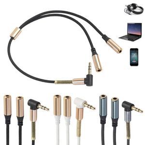 1 pcs 3,5 mm 1 à 2 casque audio double y cordon de casse de cordon Adaptateur de câble Golden Connector Earpiece pour écouteur pour écouteurs