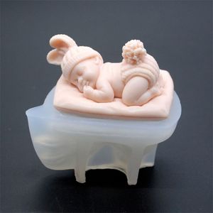 1 Pcs 3d Sleeping Baby Silicone Chocolate Candy Fondant Mold Handmade Soap Candle Plaster Resin Making Tool 220629