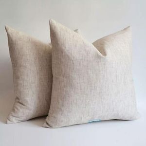 1 pcs TOUTES TAILLES Lin-Coton Mélangé Gris Naturel Taie d'oreiller Gris Blanc Lin Taie d'oreiller 240gsm Naturel Lin Fin Coussin Cove248d