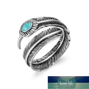 1 Unids Bohemia África Pluma Con Piedra Azul Anillo Ajustable Abierto Anillo Punky de Color de Metal Antiguo Para Mujeres Hombres Joyería R145 Precio de fábrica diseño experto Calidad Lo último