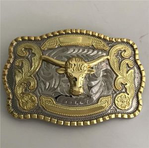 1 pcs Cool Silver Gold Bull Western Cowboy Belt Buckle for Men Hebillas Cinturon Jeans Belt Head7039699