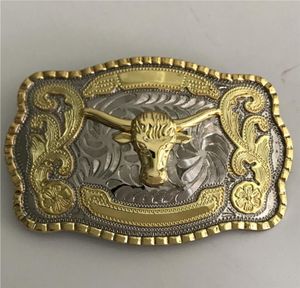 1 pcs Cool Silver Gold Bull Western Cowboy Belt Buckle for Men Hebillas Cinturon Jeans Belt Head5781211