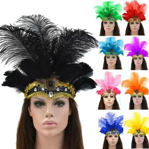 1 pièces indien cristal couronne plume bandeaux fête Festival célébration coiffure carnaval casque couvre-chef Halloween nouveau