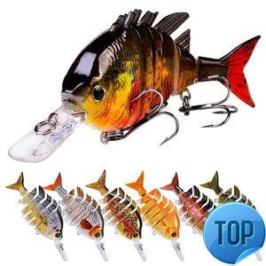 Señuelo de pesca Wobbler, 10cm, 14g, ojos biónicos 3D, cebo duro de pesca Artificial multisección, cebo de natación con 2 ganchos, pez de plástico, 1 Uds.