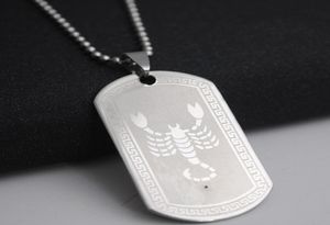 1 Scorpion en acier inoxydable 12 douze signe de constellation collier symbole du zodiaque amulette cadeaux chanceux coréens hommes famille enfants jewe7877285