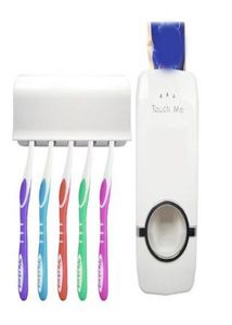 1 Set Sporter de cepillo de dientes Pasta de dientes automática Dispensador 5 Soporte de cepillo de dientes Montaje de pared Herramientas de baño Suporte Tooth5257563