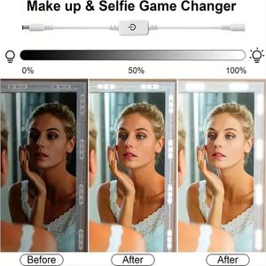 1 ensemble de modules LED à intensité variable 5 V alimentés par USB, interrupteur à détection tactile 42 LED, bandes lumineuses blanc froid, illuminez votre pièce, maquillage lumineux plus détendu et plus beau.