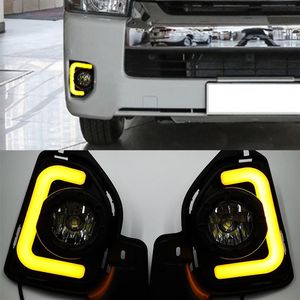 1 Juego de relé de señal de giro amarillo impermeable 12V lámpara de coche LED DRL luz LED de circulación diurna para Toyota Hiace 2014 2015 2016 2017 2284V
