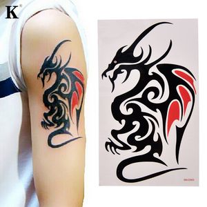 1 feuille Wolf Tiger Dragon Corps Art Temporary Femmes Men Tatouage Tatoo Imperpose Large Tatouer Sticker Cool Skin Decor