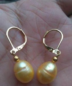 10-12MM or Breathablepearl Boucle d'oreille en perle faite à la main 14k / 20 Gold