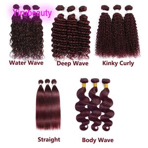 Extensiones de cabello humano 100% peruano de 10-30 pulgadas 99J Color burdeos recto onda profunda tramas dobles Yirubeauty 3 mechones