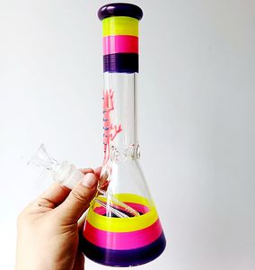 10,5 pouces super épais verre coloré eau bécher bong narguilés avec motif lézard 18mm femelle pipes à fumer