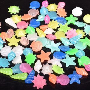 10 50PCs coloré lumineux étoile de mer conque coquille en forme de pierres brillantes décoratives pour jardin aquarium aquarium piscine paysage 220721