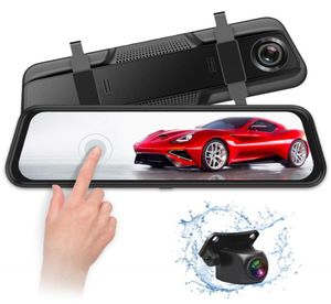 10 pouces écran tactile flux miroir caméra de tableau de bord enregistreur DVR de voiture 1080P FHD caméra avant 170 ° arrière 140 ° grand angle de vue vision nocturne6104331