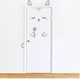 10 tipos de dibujos animados lindo Animal Panda gato puerta pegatina para niños habitación decoración pared calcomanías hogar Decoración pared pegatina