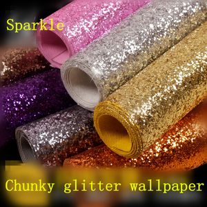 10 meter First Class Chunky Glitter behang, Grade 3 bling Wandbekleding Voor Home Decor, Hoge kwaliteit sparkly behang