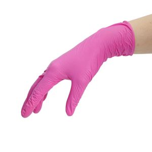 10 pares de guantes de nitrilo baratos, superventas, directos de fábrica, sin polvo, color rosa, no estériles