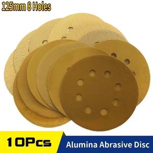 10 pièces 5 pouces 125MM 8 trous oxyde d'aluminium 60 à 1000 grains crochet boucle papier abrasif disque abrasif pour métal automobile bois