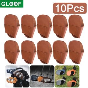 10 pièces Golf fer Club tête couverture tige tête étui de protection PU cuir cales couvre Golf sport accessoires Putter protecteur 231229