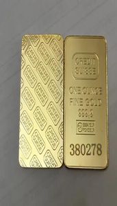 10 PCS No Magnetic Credit Suisse lingote 1 oz Gold Barlion Bar Barra de lingotes suizo Regalo de monedas de recuerdos de 50 x 28 mm con diferentes LASE8253723