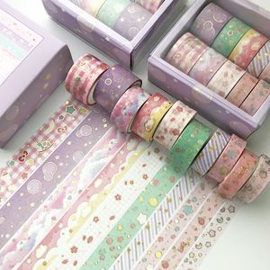 10 unidades/juego de cinta adhesiva decorativa Kawaii Pink world gold, cinta adhesiva Washi Diy, etiqueta adhesiva para álbum de recortes, papelería japonesa