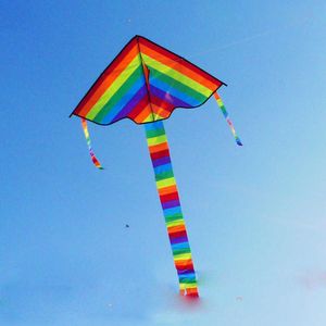100*170 Cm 30 Pcs Atacado Colorido Arco-Íris Cauda Longa Nylon Pipas Ao Ar Livre Brinquedos Voadores Para Crianças Sem Barra De Controle E Linha