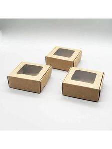 10 pièces / fenêtre par lots boîtes en papier kraft utilisées pour le savon manuel emballage pliant des boîtes de bonbons en forme d'avion bijoux emballage 231227