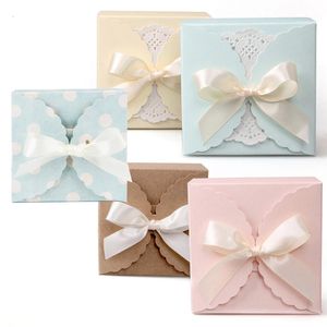10 pièces de sacs en papier kraft blanc rose bleu clair beige avec placage or merci emballage de boîte-cadeau cadeaux de fête de mariage sacs de bonbons 240205