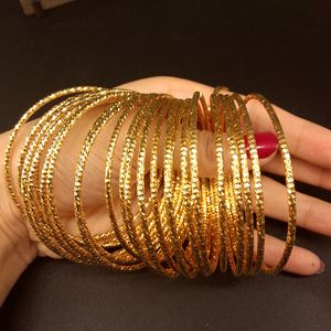 Bracelet fin pour femmes, 10 pièces, or jaune 18 carats, rempli, classique, fin, non ouvert, bijoux cadeau, Dia 65mm,2mm de large, vente en gros