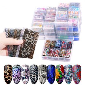 10 rouleaux ciel étoilé ongles feuilles transfert eau décalcomanies ongles autocollants fleur marbre dentelle conception autocollant