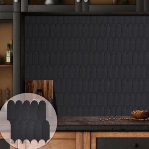 10 hojas Premium DIY 3D pegatina de pared negra, papel tapiz de vinilo para pelar y pegar en azulejos para cocina, baño, decoración contra salpicaduras 231220