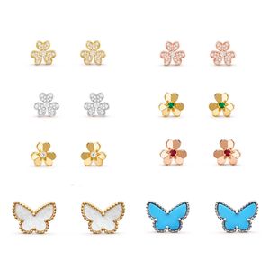 Pendientes de trébol de diseñador de 10 estilos Pendientes de madreperla de mariposa Joyería de boda de lujo de moda Alta calidad sin decoloración