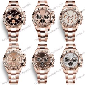 10 Relojes de estilo para hombres 116505 40 mm Esfera de chocolate 18k Oro rosa Correa de caucho natural Sin cronógrafo 2813 Reloj deportivo mecánico automático para hombres 116515