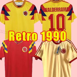 # 10 Valderrama camisetas de fútbol Guerrero Colombia 1990 Retro lejos rojo clásico conmemorar colección antigua vintage casa camiseta de fútbol amarilla