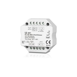 100-220VAC 1CH 0/1-10V WiFi & RF Push Dimmer L1(WT) Tuya APP Cloud on/off Controller DIP Switch For Single Color Strip Lights