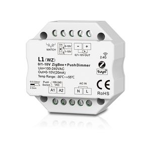 100-220VAC 1CH 0/1-10V ZigBee RF gradateur poussoir L1(WZ) Tuya APP Cloud contrôleur DIP commutateur pour les lumières de bande de LED de couleur unique