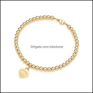 Perlé 100% 925 Sterling Sier Tag Amour Original Classique En Forme De Coeur Rosegold Perle Bracelet Femmes Bijoux Cadeaux Personnalité Drop Delivery 2021 Perle