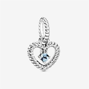 100% Plata de Ley 925 Aqua azul con cuentas de corazón cuelgan los encantos se ajustan a la pulsera europea original del encanto joyería de las mujeres de moda Accessori270B