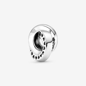 100% 925 Sterling Silver Logo Heart Bands Spacer Charms Fit Original European Charm Bracelet Mode Femmes Mariage Fiançailles Bijoux Accessoires