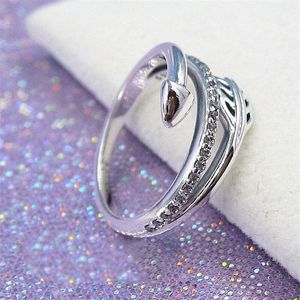 100% 925 Sterling Silver Sparkling Arrows Bague avec Zircone Fit Pandora Bijoux Fiançailles Amoureux De Mariage Bague De Mode