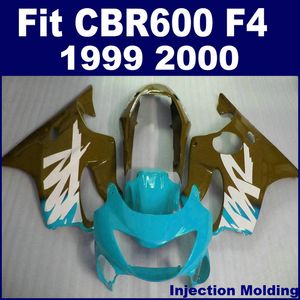 Moldeo por inyección de carreras de abs 100 para piezas de carenado honda cbr 600 f4 1999 2000 azul derecho cbr600 f4 99 00 kit de carrocería kcsd