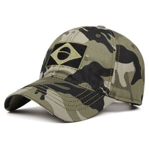 100% algodón llegada sombreros militares bordado Brasil bandera gorra equipo masculino gorras de béisbol ejército fuerza selva caza Cap231o
