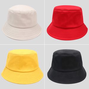 100% coton chapeau de seau pliable adultes hommes femmes été pliable plage bord chapeaux de pêche casquette de soleil noir rose beige jaune violet rouge blanc