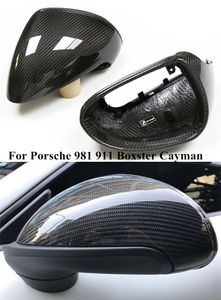 Couverture de rétroviseur latéral en Fiber de carbone 100% sèche pour Porsche 981 911 Boxster Cayman casquettes de couverture de voiture