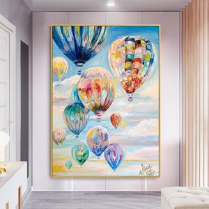 100% peint à la main abstraite montgolfière peintures moderne peinture à l'huile sur toile art maison décoration murale peinture 0405