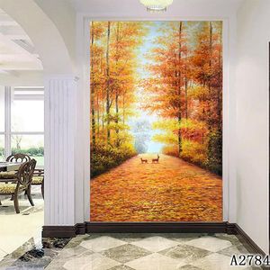 100% pintado a mano pinturas de paisaje clásico arte de pared otoño pintura al óleo hogar lienzo decoración A 2784