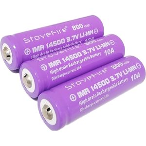 Batterie au lithium rechargeable IMR 14500 800 mAh 3,7 V. 100 % batterie de poêle de haute qualité.