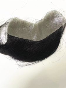 100% Human Hair Piece V boucle avant Hirline Fant Toupee Super mince peau Pu Frontal Hirlines For Mens Toupees Hair Patch Pieces Fast Express Livraison